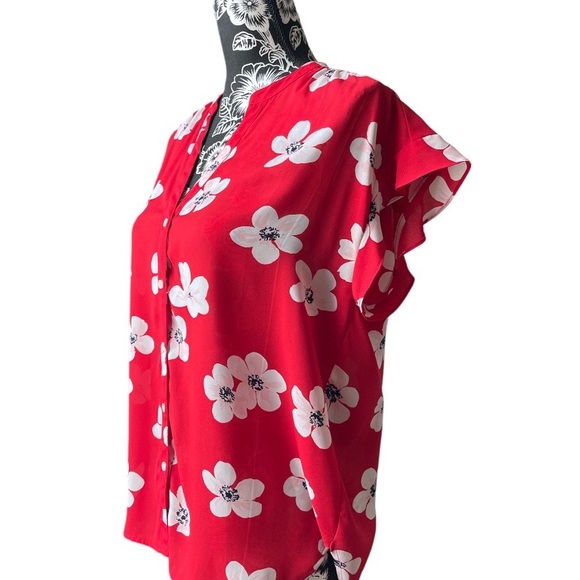J. Crew Floral Flutter Short Sleeve Button Down Blouse Small - Picture 4 of 4